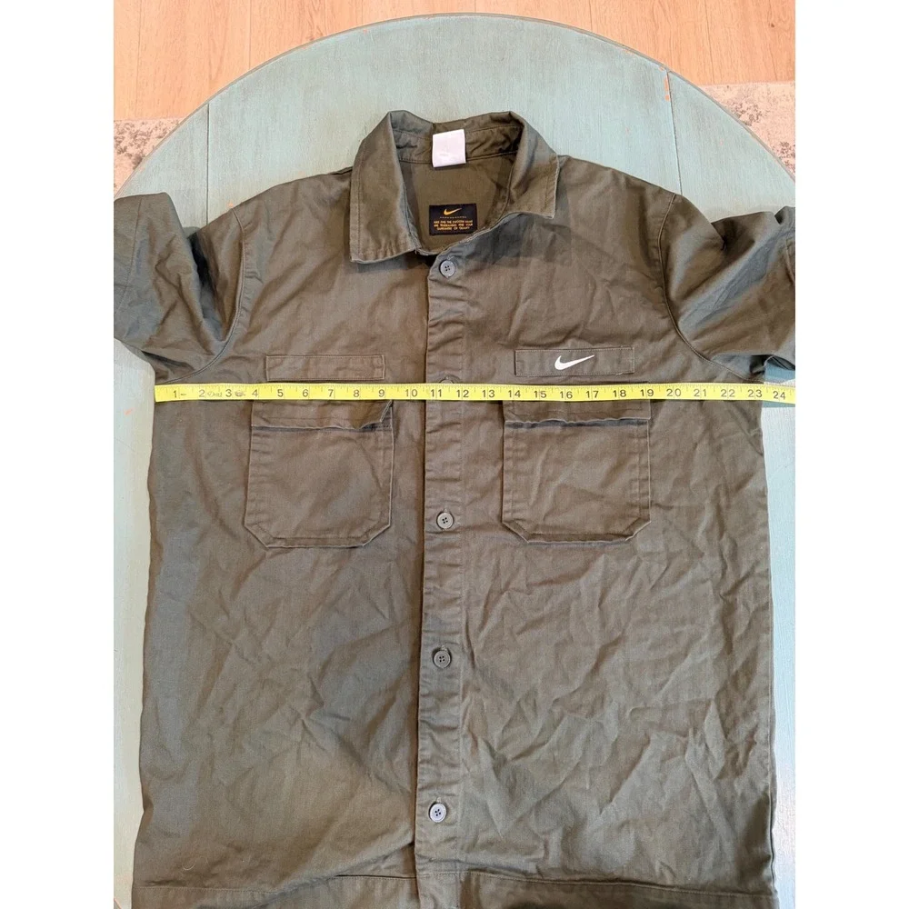 Nike Life Mens Short Sleeve Military Work Shirt Rough Green DX3340-325 Small
